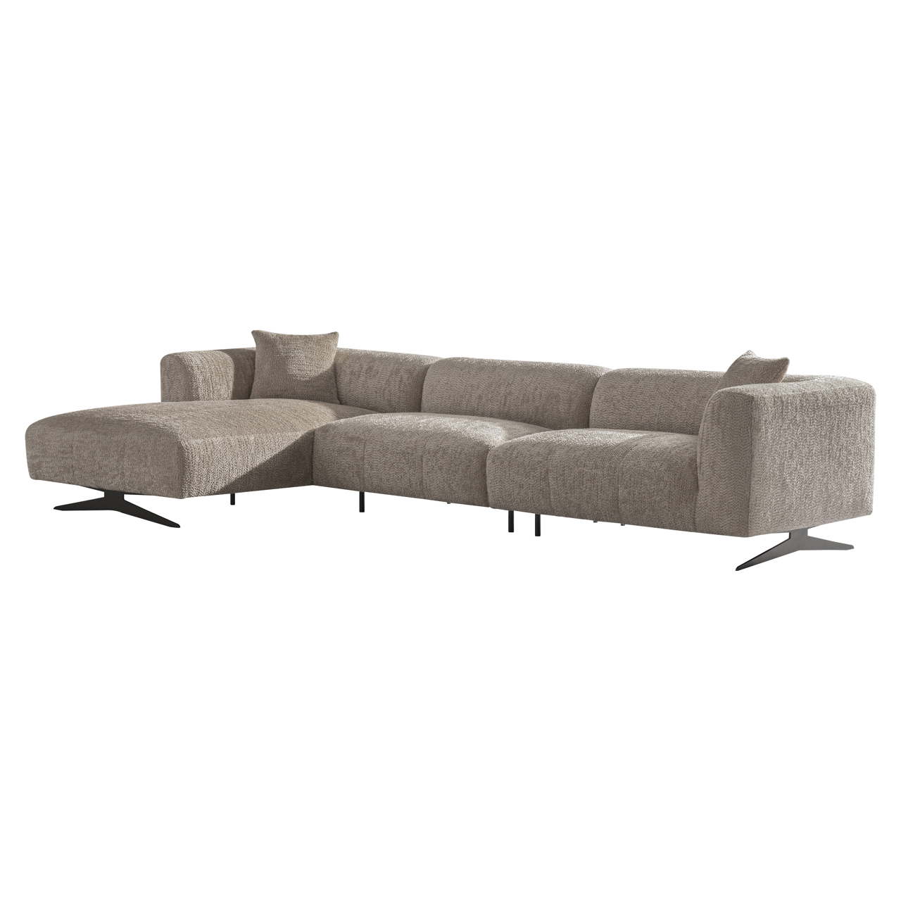 S5172 LOVELY BEIGE - Sofa Hoxton piękna beżowa 3-osobowa + leżanka lewa