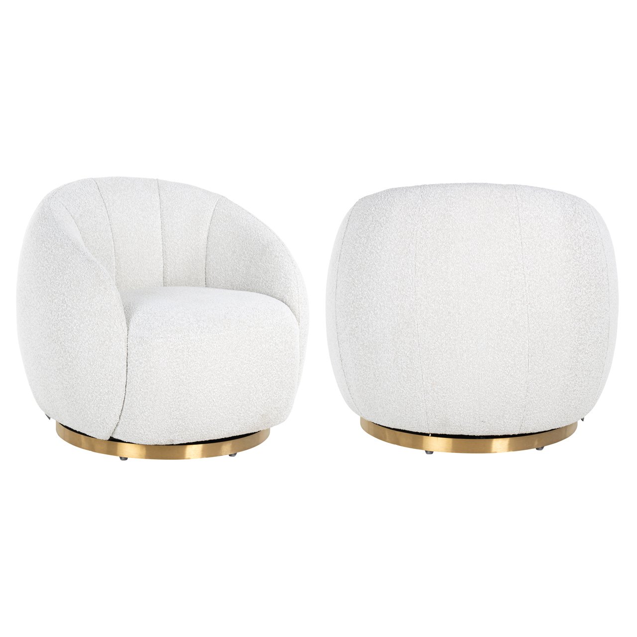 S4530 WHITE BOUCLÉ - Lounge chair Jago white bouclé swivel