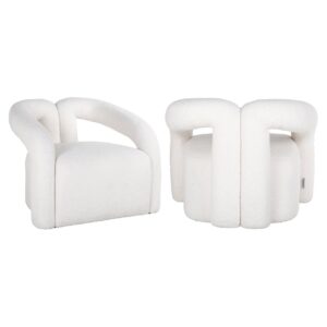 S4596 WHITE FURRY - Lounge chair Dana white furry