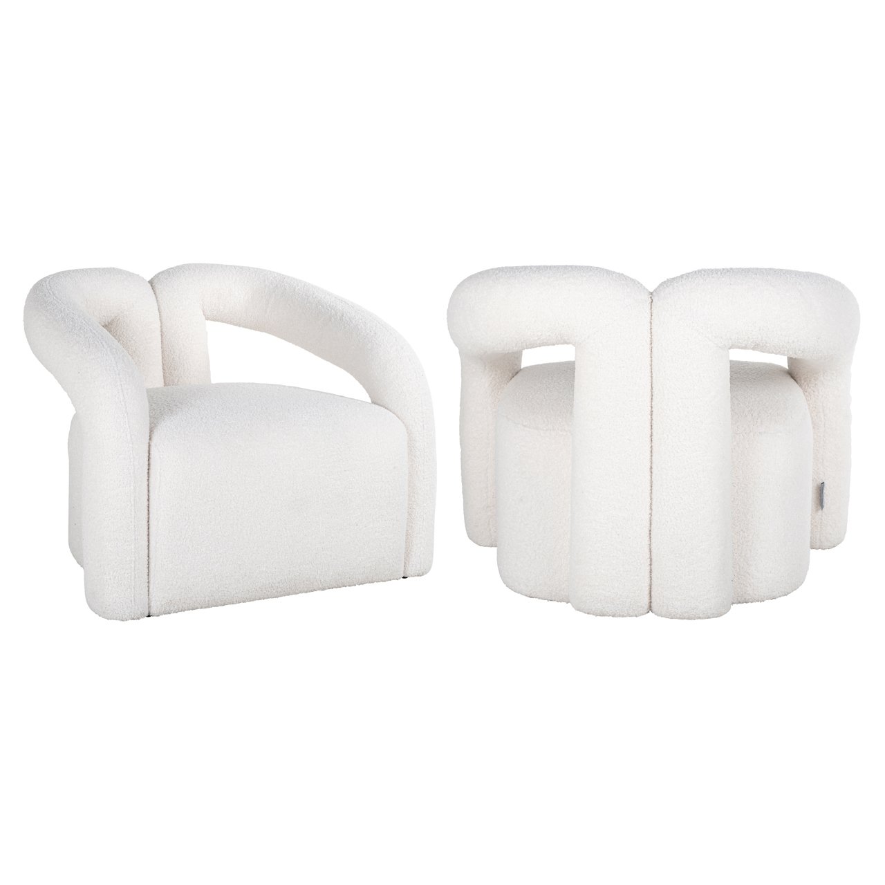 S4596 WHITE FURRY - Lounge chair Dana white furry