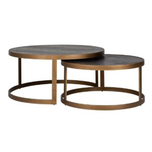 7375 - Coffee table Blackbone Brass black rustic (Set of 2)