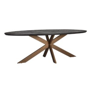 7380 - Dining table Blackbone Brass black rustic oval 260