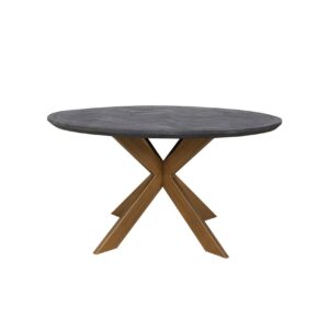 7381 - Dining table Blackbone Brass black rustic 140Ø