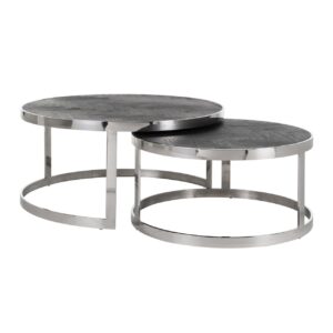 7405 - Coffee table Blackbone Silver black rustic (Set of 2)
