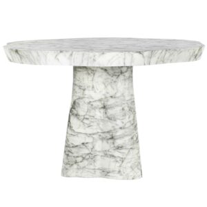 7796 - Outdoor dining table Rockyard white marble look 140Ø