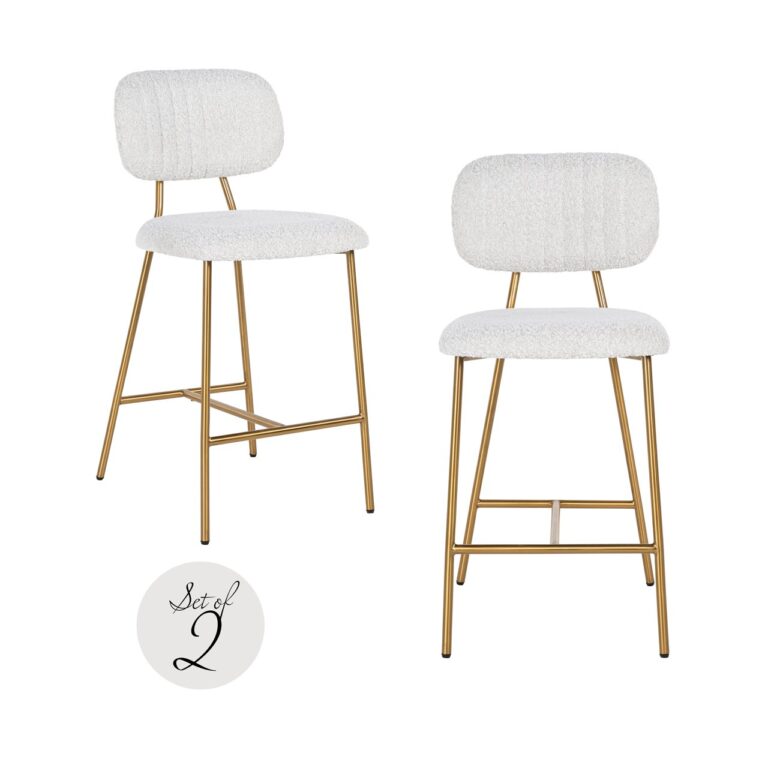 Hoker barowy Niski Xenia White Bouclé (zestaw 2 szt.)