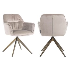 S4553 FR KHAKI VELVET - Dining chair Aline khaki velvet swivel fire retardant
