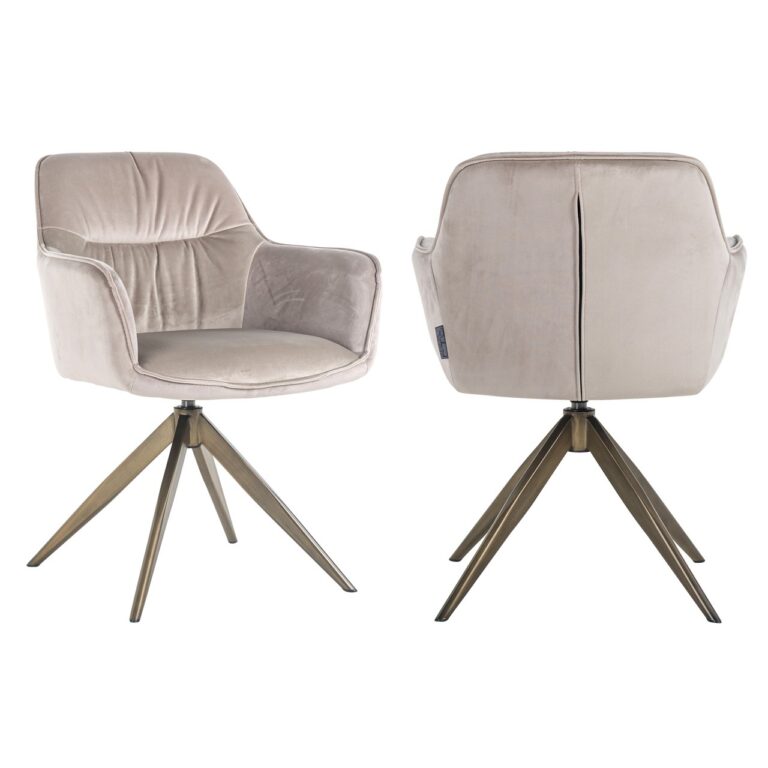 Krzesło do jadalni Aline Khaki Velvet obrotowe ognioodporna tkanina