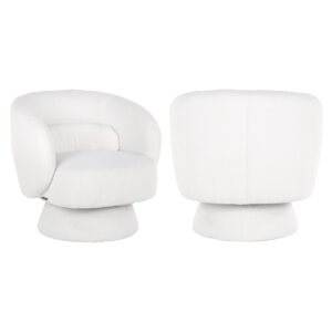 S4565 WHITE FURRY - Lounge chair Senna white furry swivel