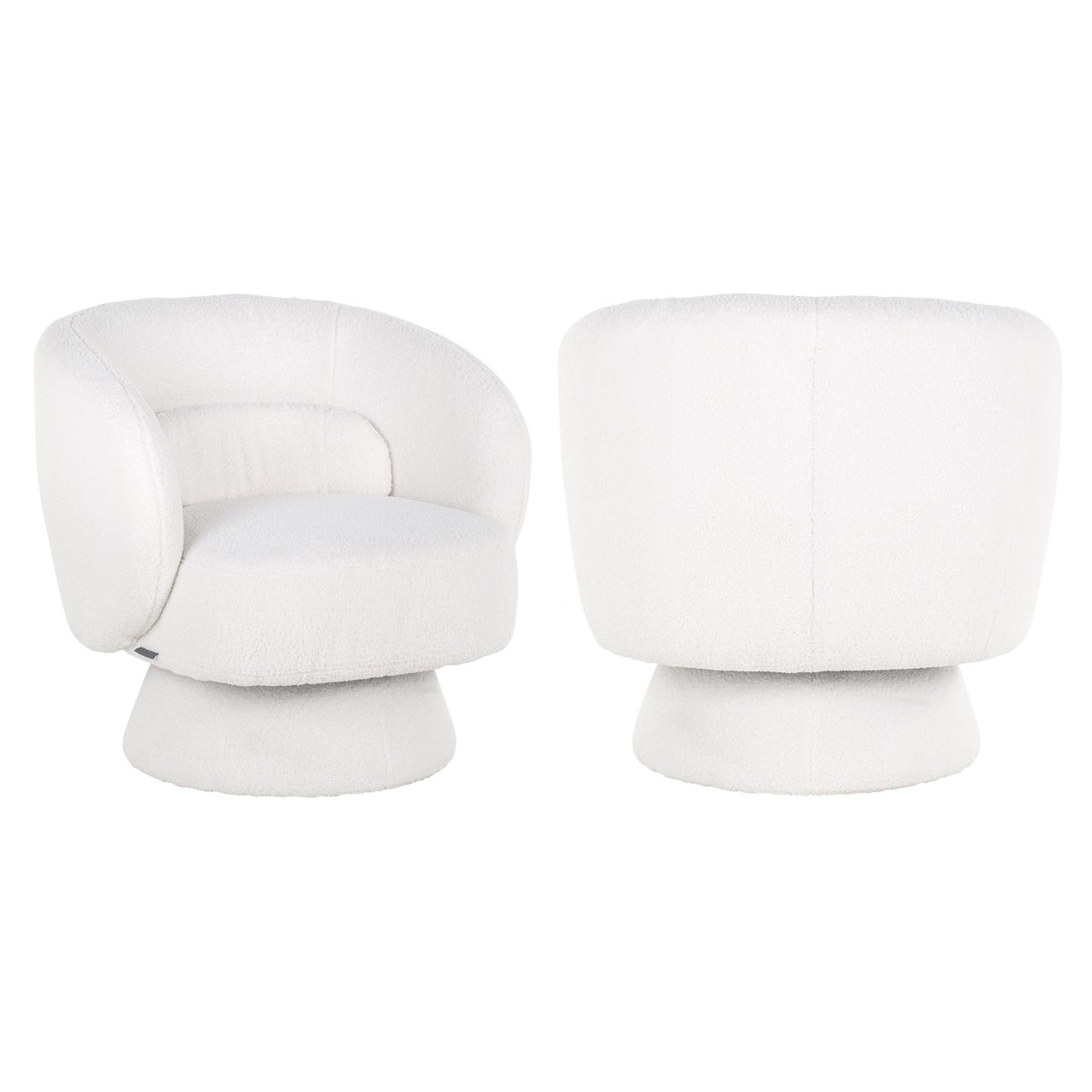 S4565 WHITE FURRY - Lounge chair Senna white furry swivel