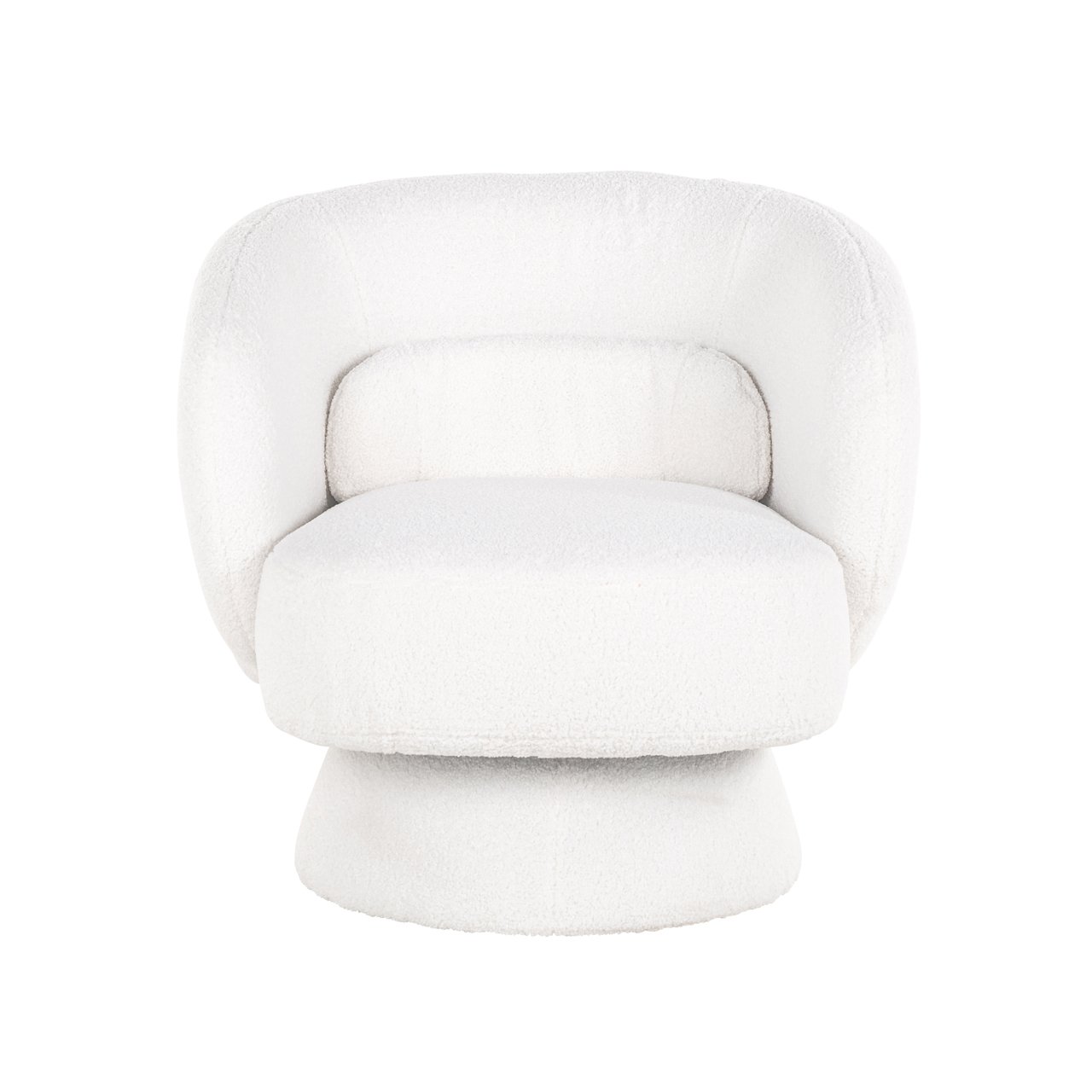 S4565 WHITE FURRY - Lounge chair Senna white furry swivel