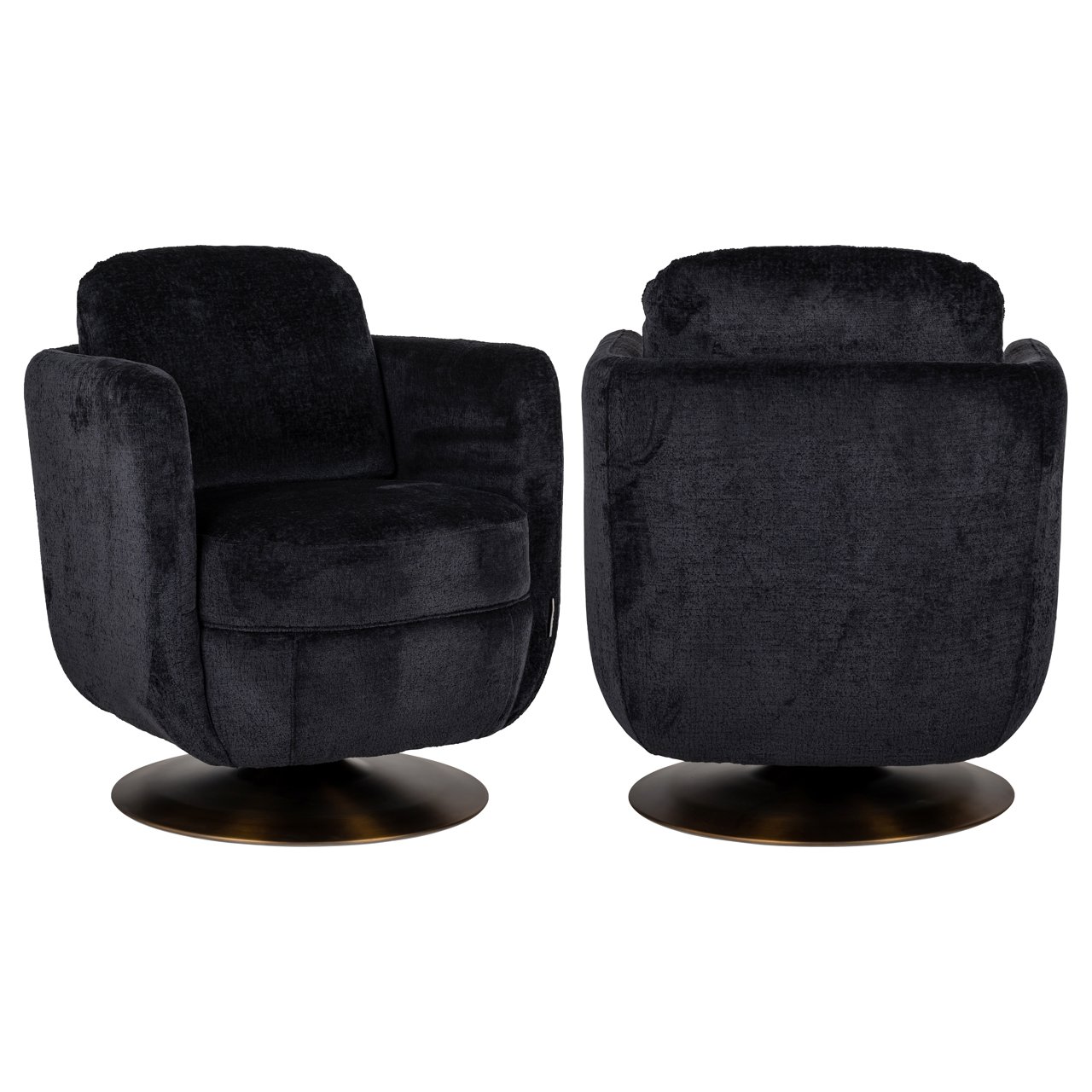 S4576 BLACK CHENILLE - Lounge chair Turner black chenille swivel