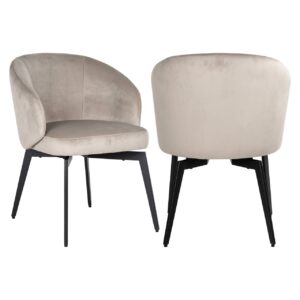 S4594 FR KHAKI VELVET - Dining chair Amphara khaki velvet fire retardant