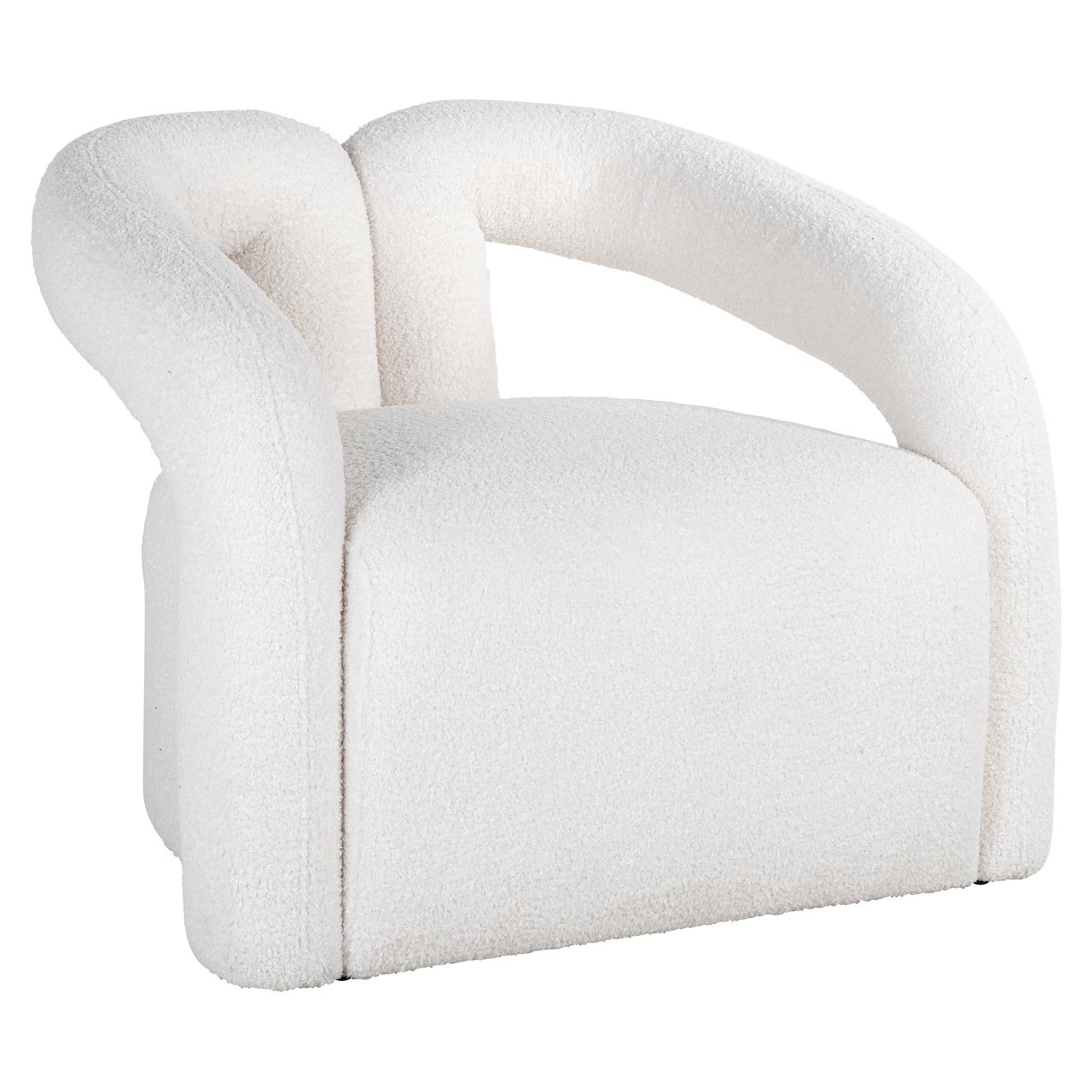 S4596 WHITE FURRY - Lounge chair Dana white furry