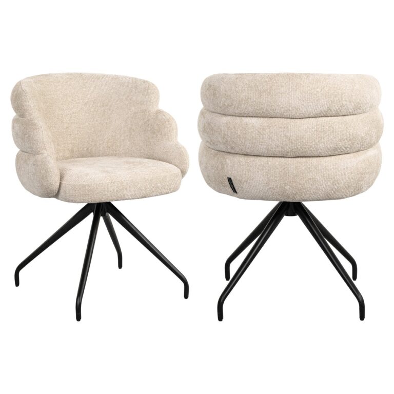 Krzesło do jadalni Kayla kremowe, jednorożec, obrotowe