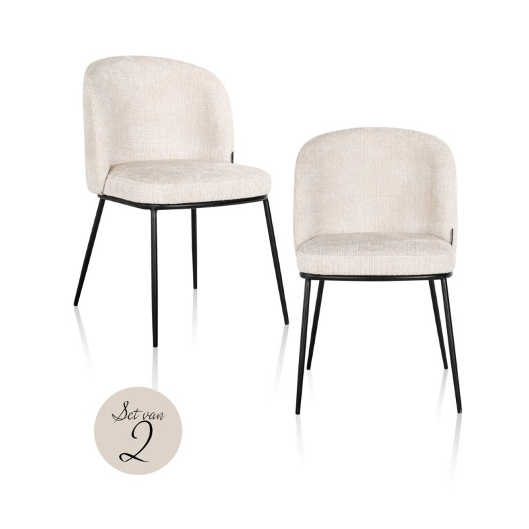 Krzesło do jadalni Elvi niagara beżowe ognioodporne (zestaw 2 szt.)