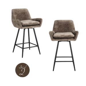S4751 STONE CHENILLE - Counter stool Linsey niagara stone (Set of 2)