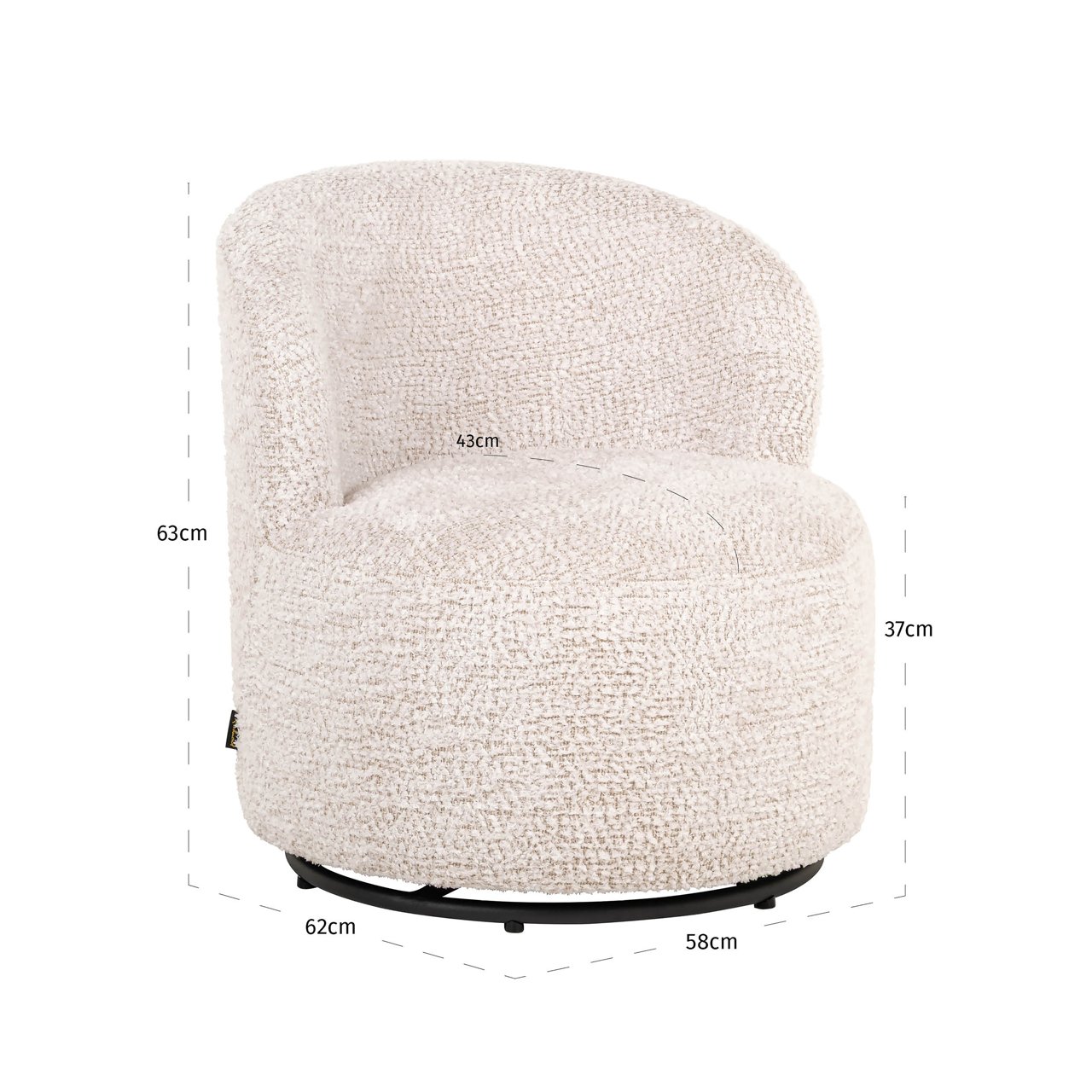 S4773 LOVELY CREAM - Lounge chair Jackie lovely cream swivel kids