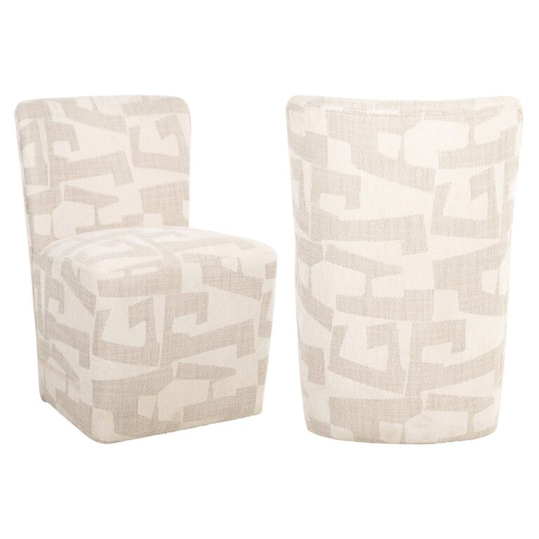 Krzesło do jadalni Lorain beżowe, grafika na kółkach