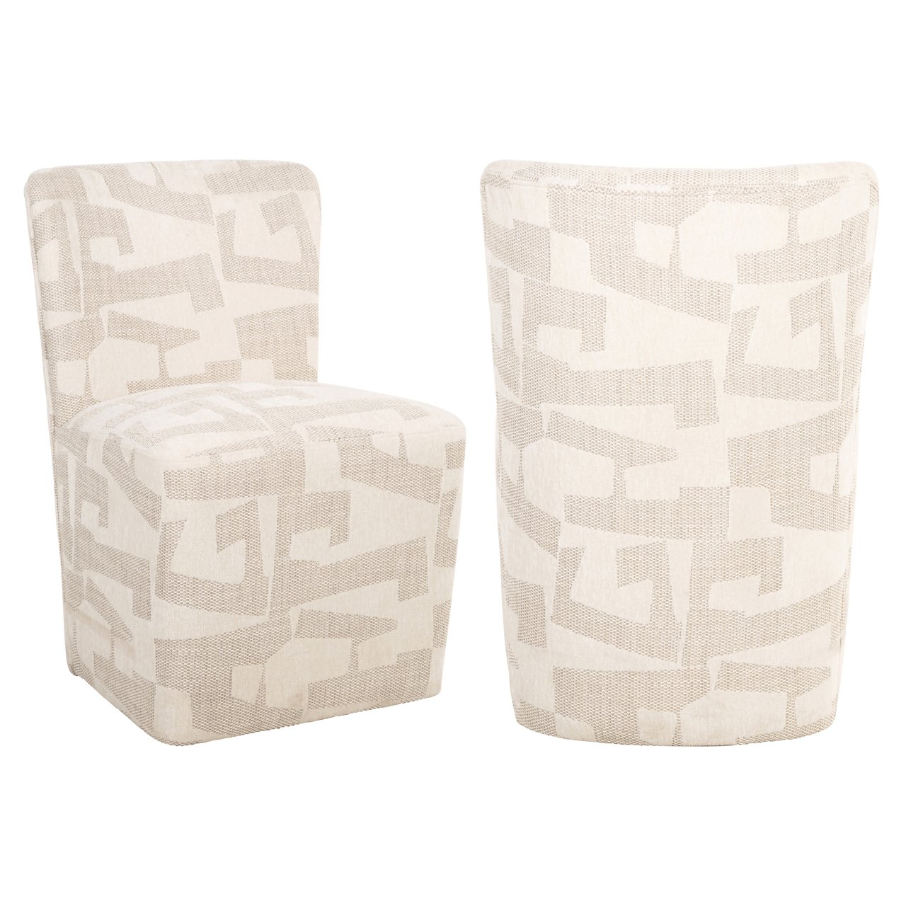 S4774 BEIGE GRAFFIC - Dining chair Lorain beige graffic on wheels