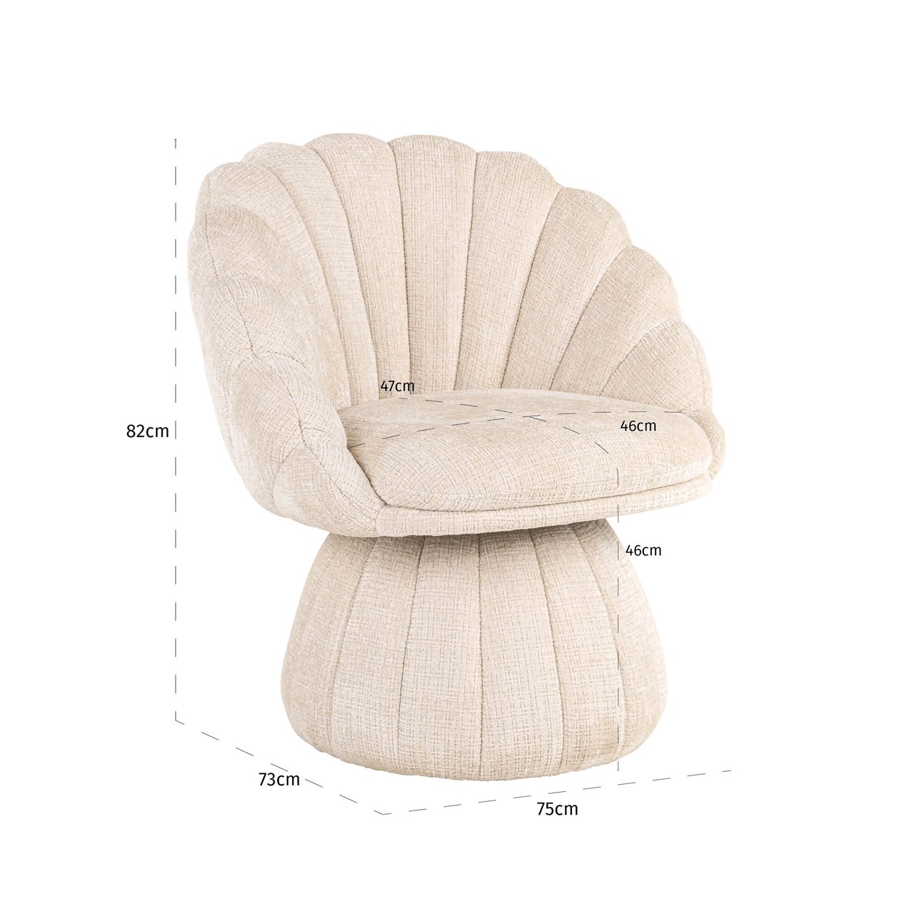 S4777 BEIGE CHENILLE - Lounge chair Blossom niagara beige