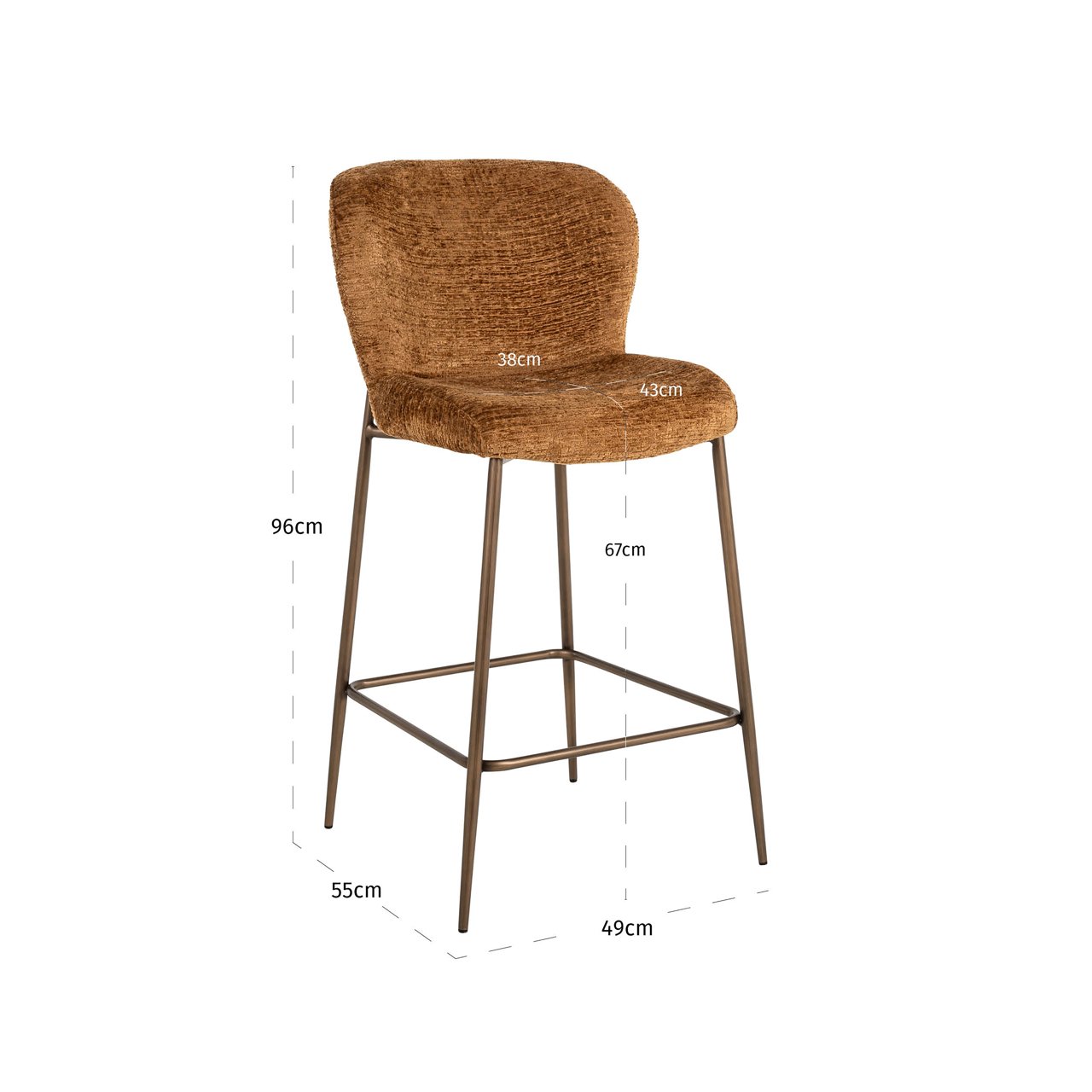 S4793 COGNAC FUSION - Counter stool Odarby cognac fusion