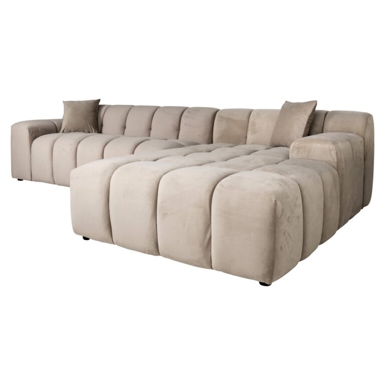 Sofa Cube khaki velvet 3-osobowa + salon prawa
