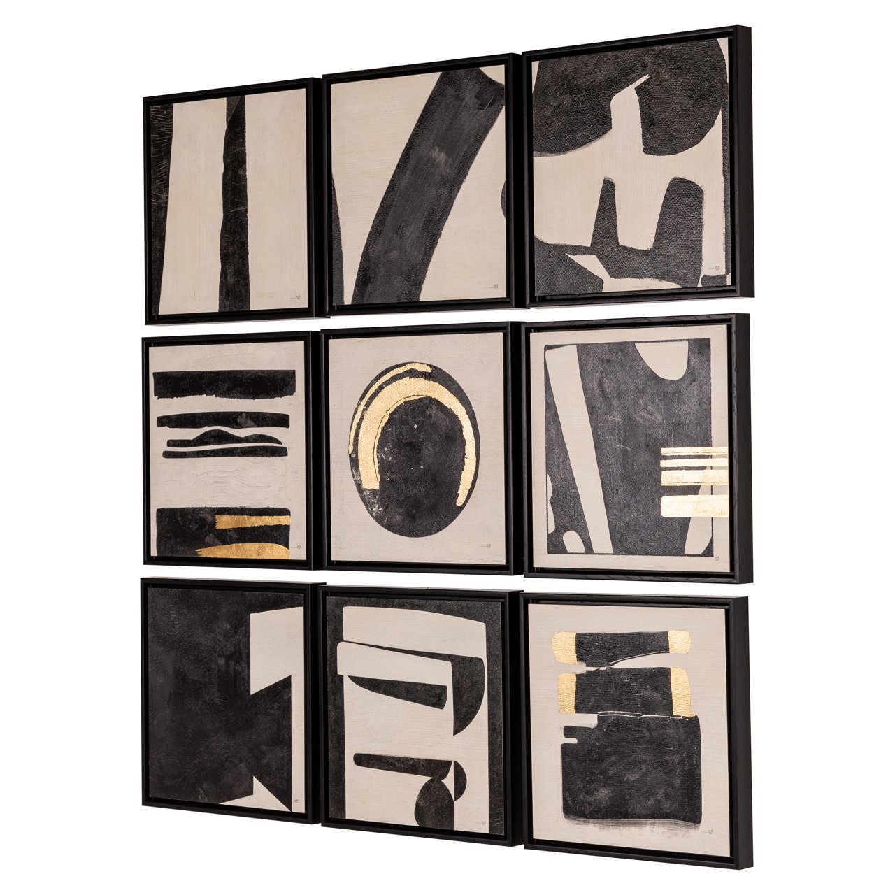 -WA-0048 - Wall art Gabri black/white (Set of 9)