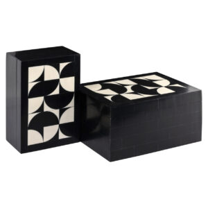 215802 - Storage box Rae black/white (Set of 2)