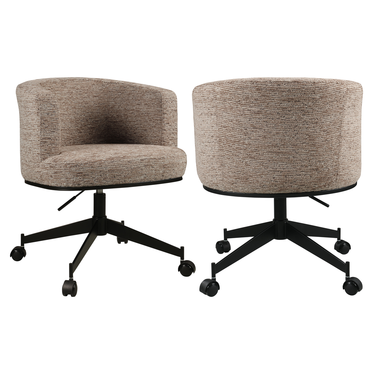 216101 - Dining chair Rochenne mocca linear swivel on wheels