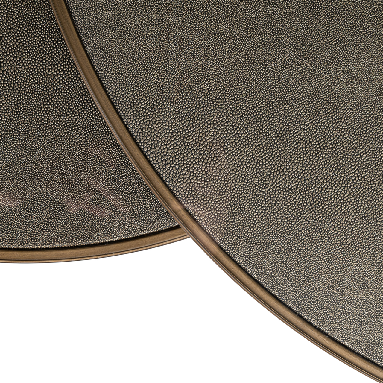 7523 - Coffee table Bloomville brass shagreen incl. glass tops (Set of 2)