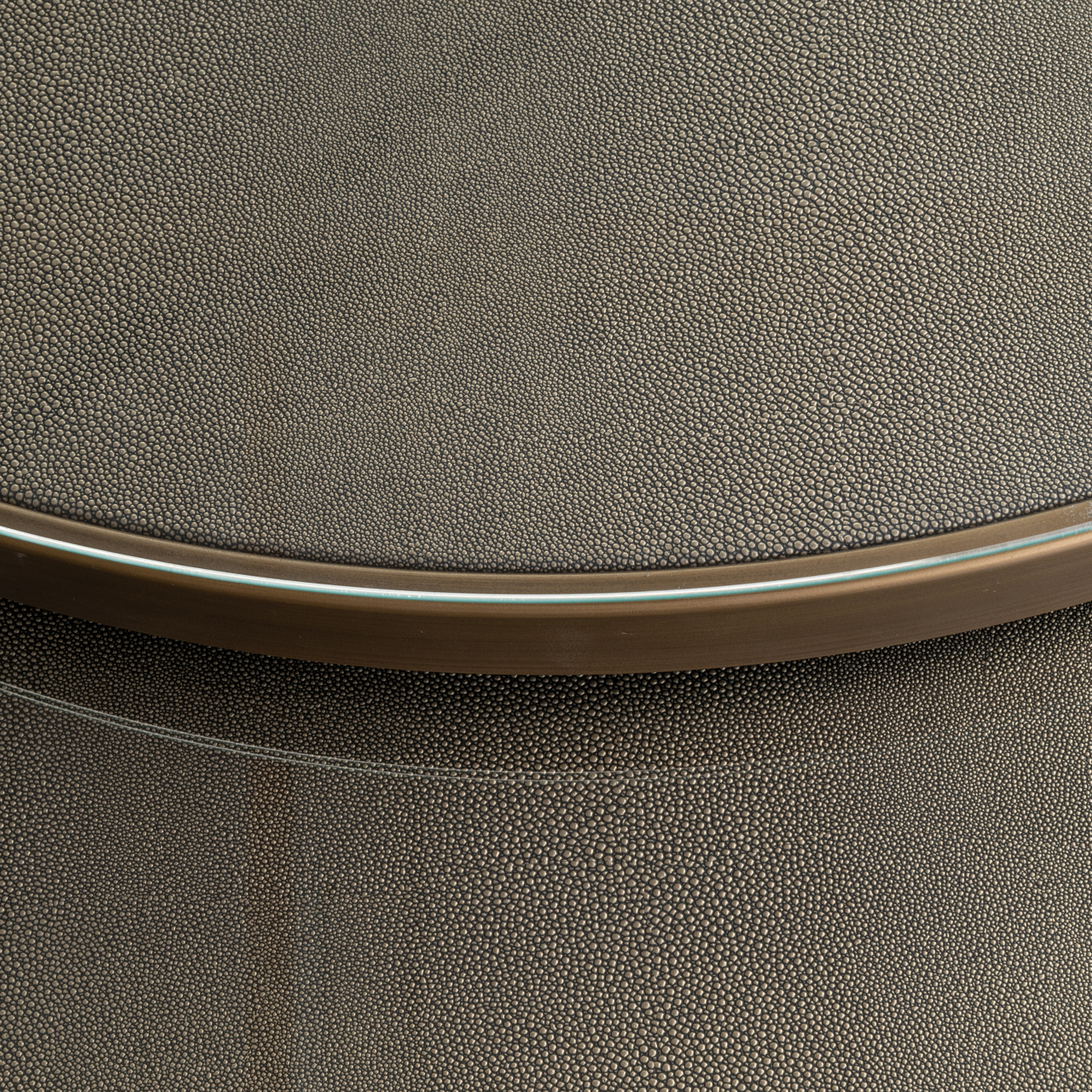 7523 - Coffee table Bloomville brass shagreen incl. glass tops (Set of 2)