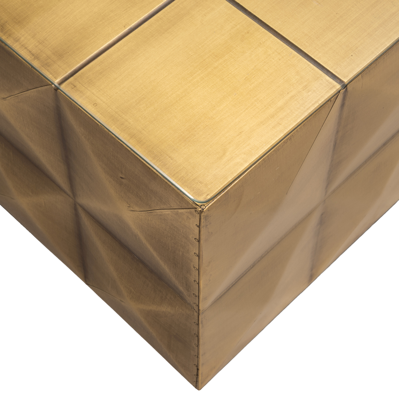 7587 - Coffee table Collada brushed gold incl. glass top