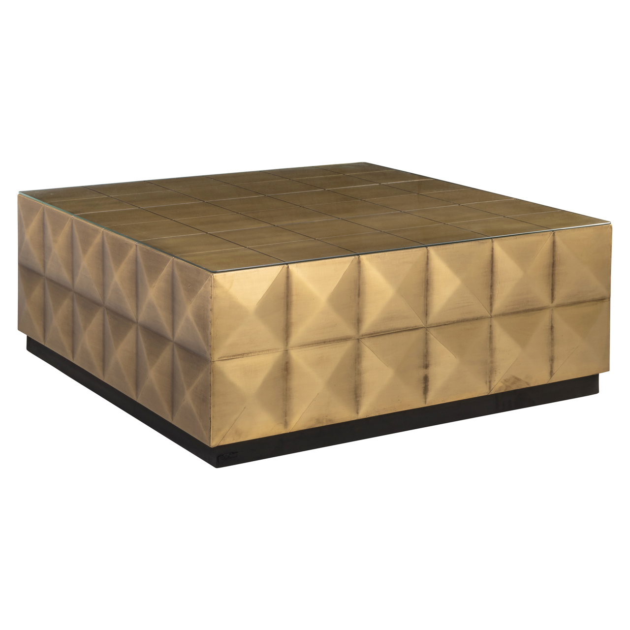 7587 - Coffee table Collada brushed gold incl. glass top