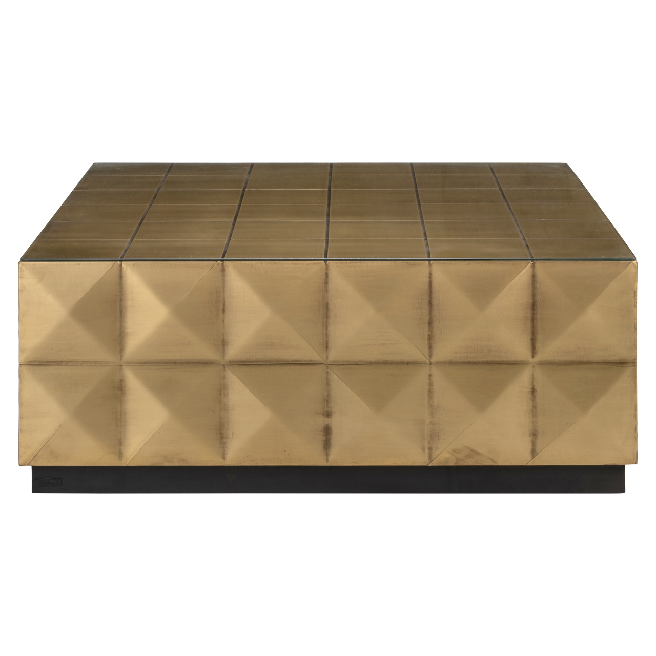7587 - Coffee table Collada brushed gold incl. glass top
