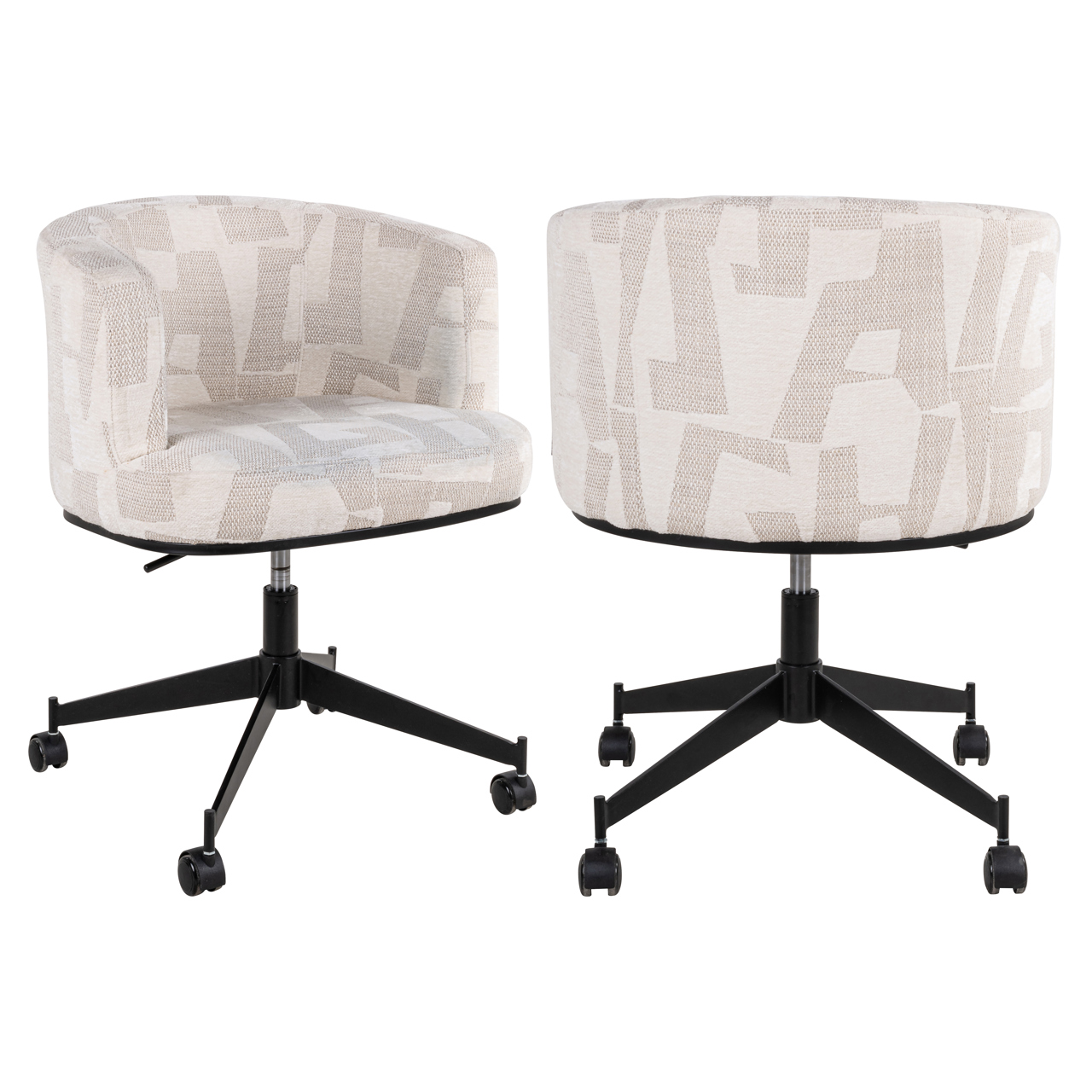 S4758 BEIGE GRAFFIC - Dining chair Rochenne beige graffic swivel on wheels
