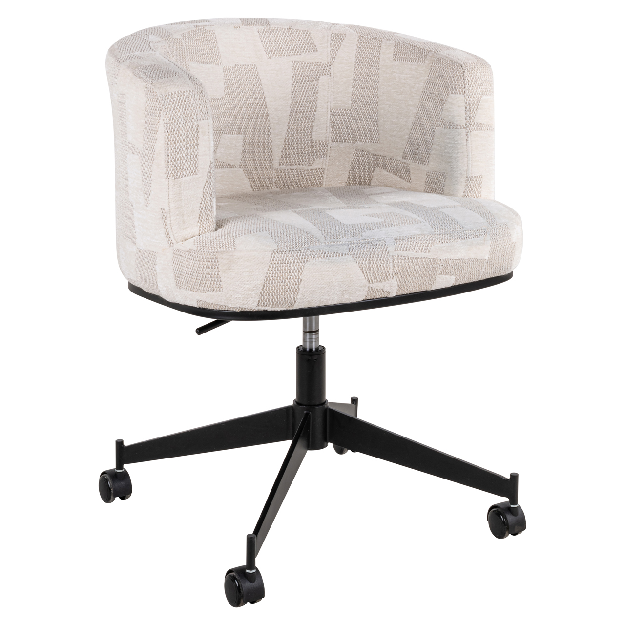 S4758 BEIGE GRAFFIC - Dining chair Rochenne beige graffic swivel on wheels