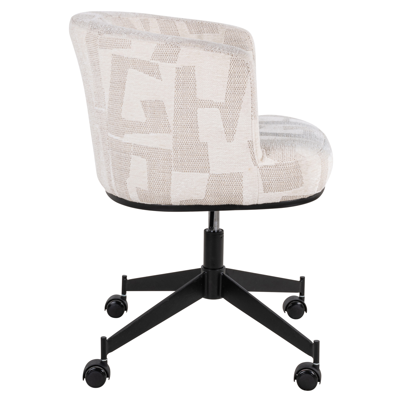 S4758 BEIGE GRAFFIC - Dining chair Rochenne beige graffic swivel on wheels