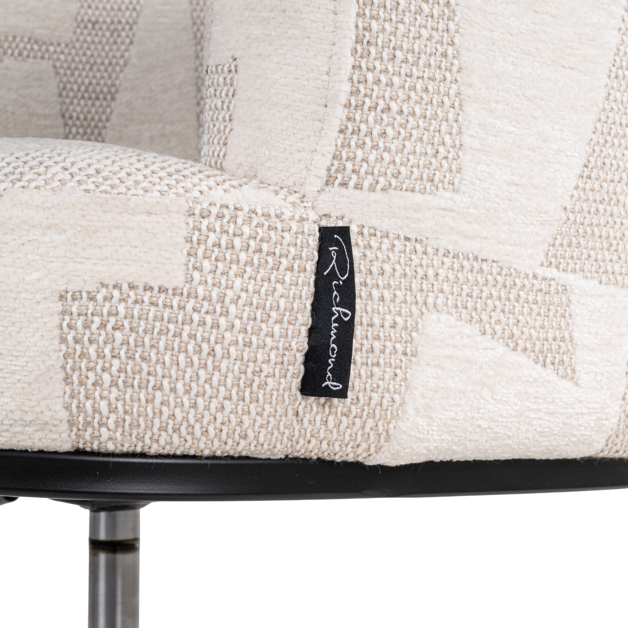 S4758 BEIGE GRAFFIC - Dining chair Rochenne beige graffic swivel on wheels