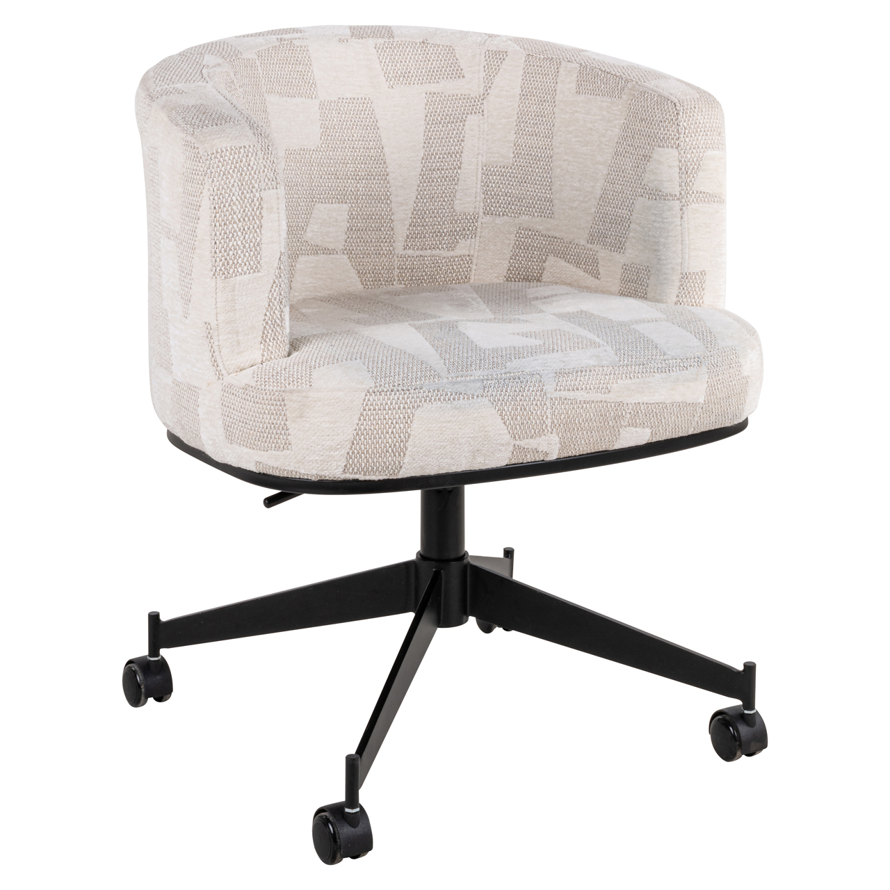 S4758 BEIGE GRAFFIC - Dining chair Rochenne beige graffic swivel on wheels