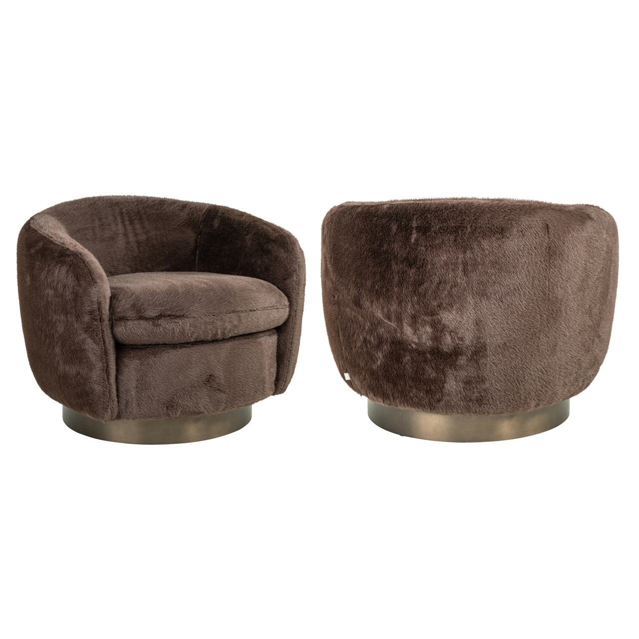 216079 - Lounge chair Colmar chocolat fluffy swivel