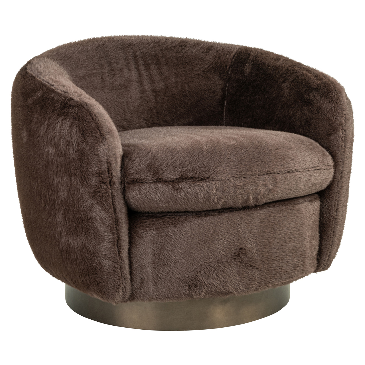 216079 - Lounge chair Colmar chocolat fluffy swivel