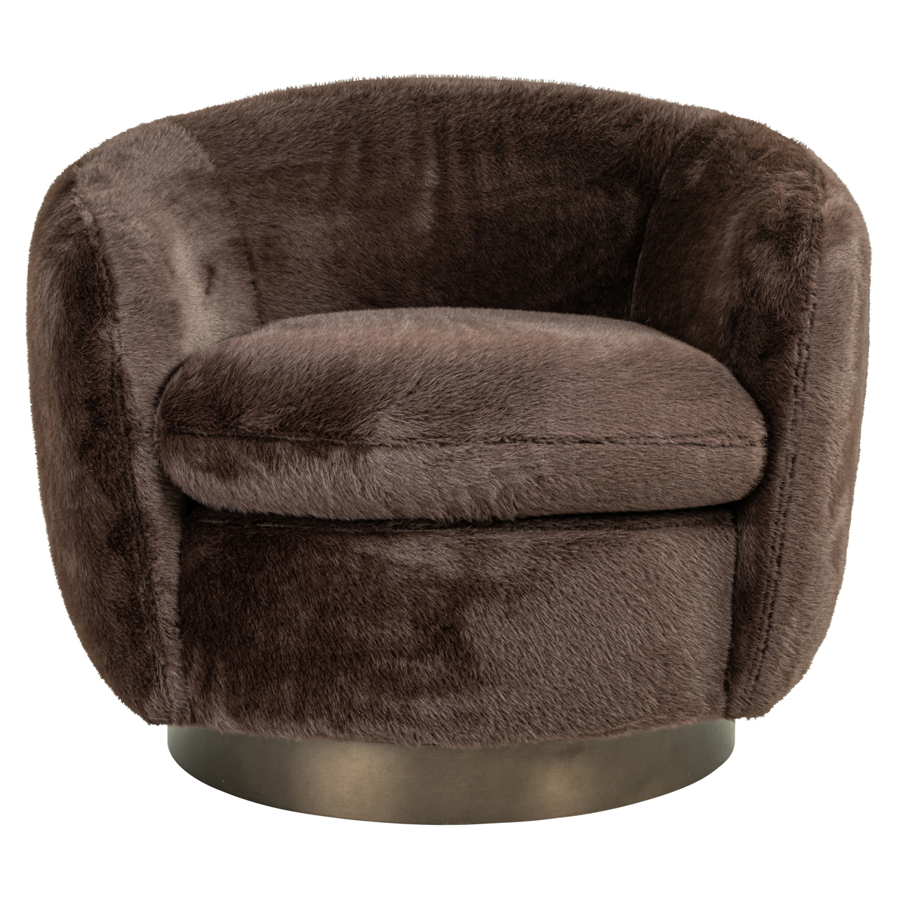 216079 - Lounge chair Colmar chocolat fluffy swivel