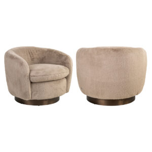 216080 - Lounge chair Colmar khaki fluffy swivel