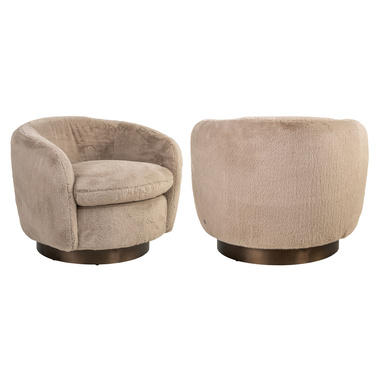 216080 - Lounge chair Colmar khaki fluffy swivel