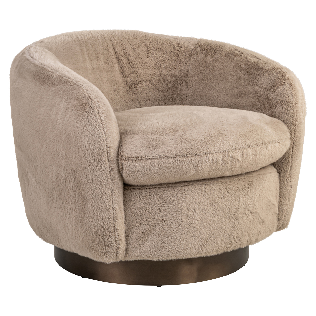 216080 - Lounge chair Colmar khaki fluffy swivel