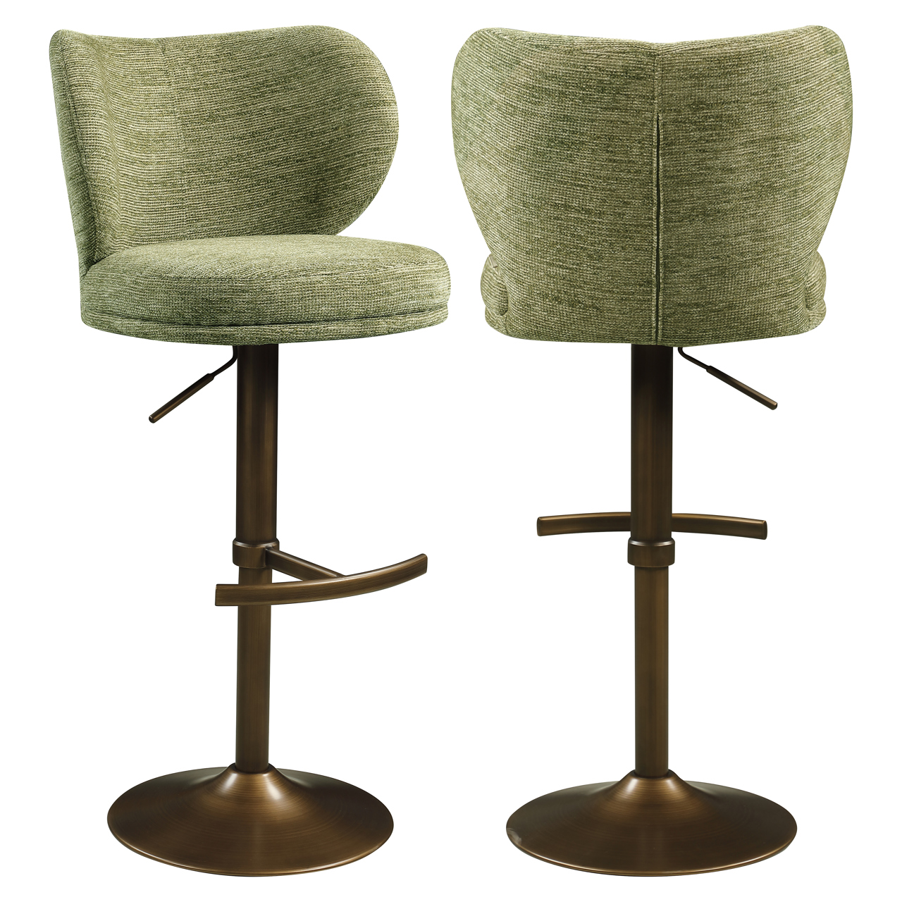 216765 - Bar stool Amely pistache softweave swivel